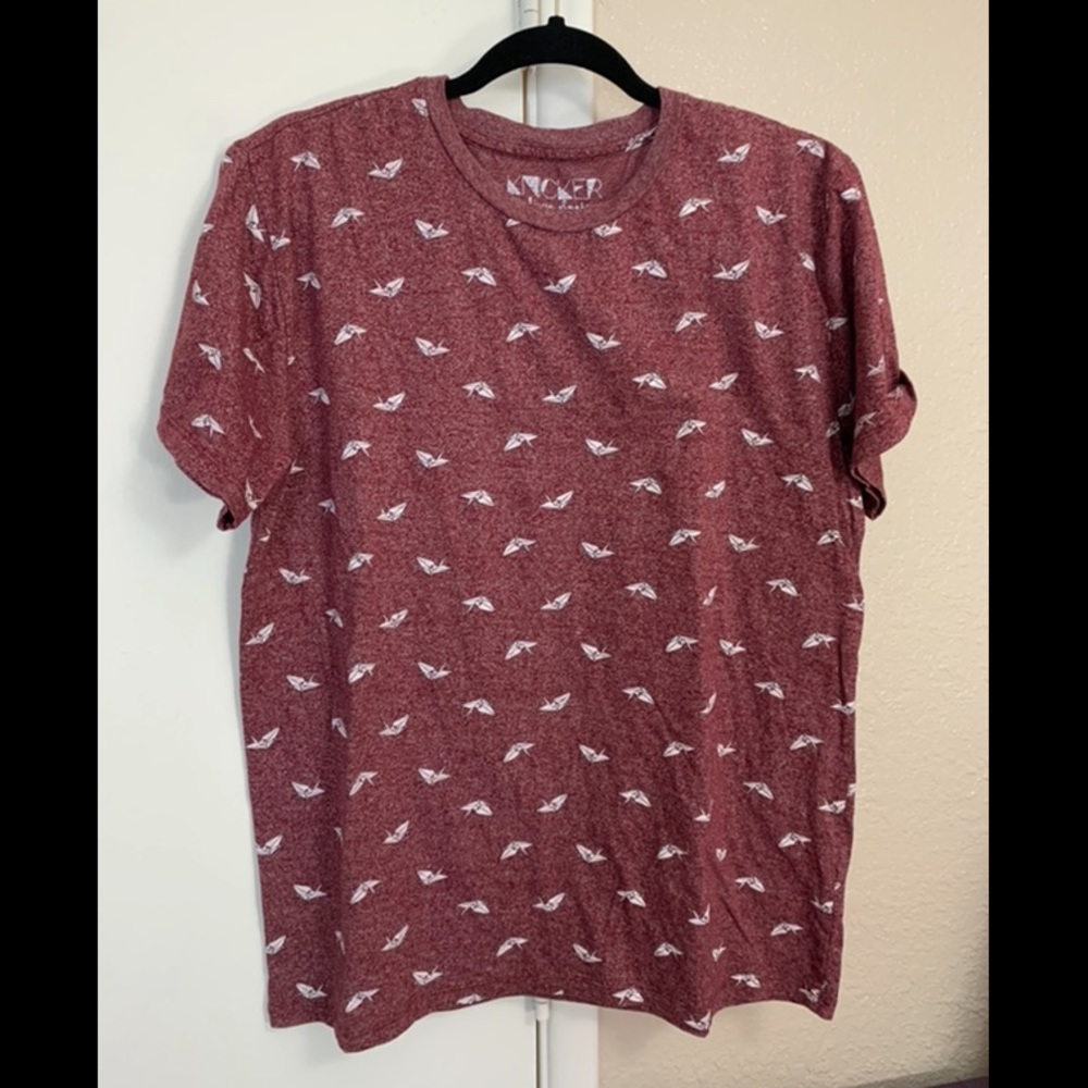 Maroon paper crane tee
